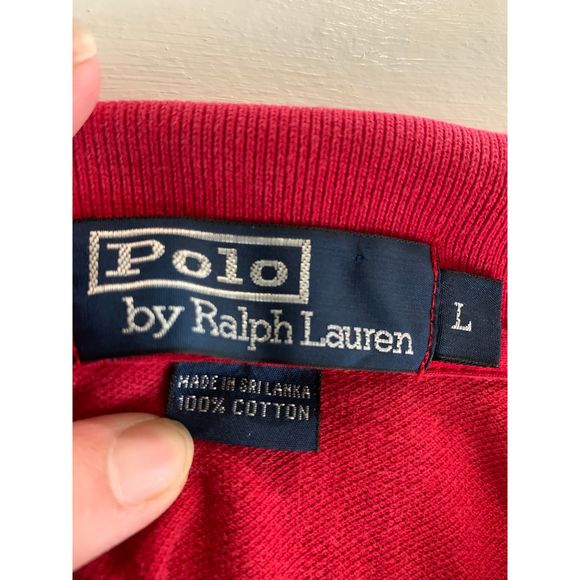 Ralph Lauren Polo Shirt Mens SZ L Red Stripe - Picture 1 of 6